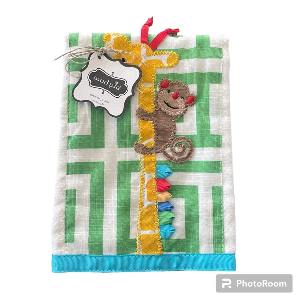 NWT Mud Pie Giraffe & Monkey Burp Cloth